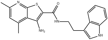 3-amino-N-[2-(1H-indol-3-yl)ethyl]-4,6-dimethylthieno[2,3-b]pyridine-2-carboxamide Struktur