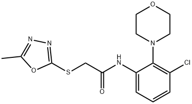 N-[3-chloro-2-(4-morpholinyl)phenyl]-2-[(5-methyl-1,3,4-oxadiazol-2-yl)sulfanyl]acetamide Struktur