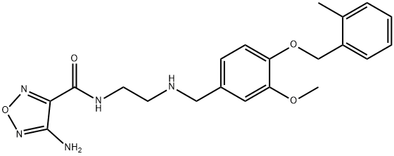 4-amino-N-[2-({3-methoxy-4-[(2-methylbenzyl)oxy]benzyl}amino)ethyl]-1,2,5-oxadiazole-3-carboxamide Struktur