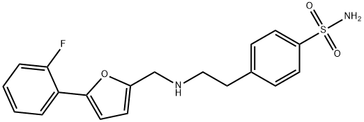 4-[2-({[5-(2-fluorophenyl)-2-furyl]methyl}amino)ethyl]benzenesulfonamide Struktur