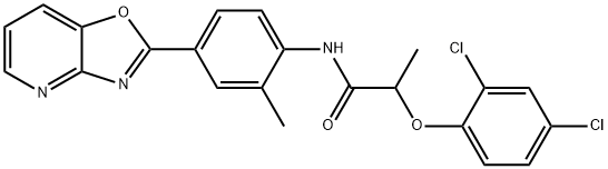 2-(2,4-dichlorophenoxy)-N-(2-methyl-4-[1,3]oxazolo[4,5-b]pyridin-2-ylphenyl)propanamide Struktur