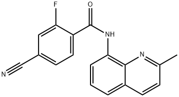 4-cyano-2-fluoro-N-(2-methyl-8-quinolinyl)benzamide Struktur