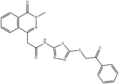 2-(3-methyl-4-oxo-3,4-dihydro-1-phthalazinyl)-N-{5-[(2-oxo-2-phenylethyl)sulfanyl]-1,3,4-thiadiazol-2-yl}acetamide Struktur