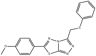 methyl 4-{3-[(phenylsulfanyl)methyl][1,2,4]triazolo[3,4-b][1,3,4]thiadiazol-6-yl}phenyl ether Struktur