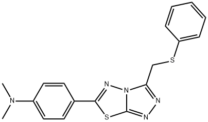 N,N-dimethyl-N-(4-{3-[(phenylsulfanyl)methyl][1,2,4]triazolo[3,4-b][1,3,4]thiadiazol-6-yl}phenyl)amine Struktur