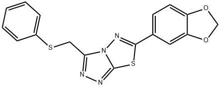 6-(1,3-benzodioxol-5-yl)-3-[(phenylsulfanyl)methyl][1,2,4]triazolo[3,4-b][1,3,4]thiadiazole Struktur