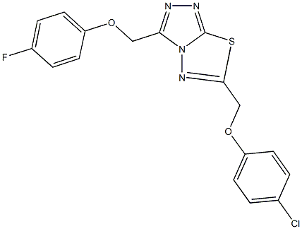 6-[(4-chlorophenoxy)methyl]-3-[(4-fluorophenoxy)methyl][1,2,4]triazolo[3,4-b][1,3,4]thiadiazole Struktur