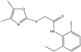 2-[(4,5-dimethyl-1,3-oxazol-2-yl)sulfanyl]-N-(2-ethyl-6-methylphenyl)acetamide Struktur