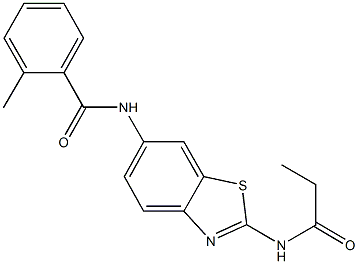 2-methyl-N-[2-(propionylamino)-1,3-benzothiazol-6-yl]benzamide Struktur