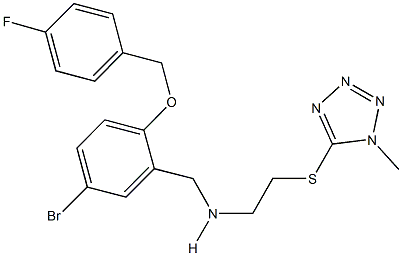 N-{5-bromo-2-[(4-fluorobenzyl)oxy]benzyl}-N-{2-[(1-methyl-1H-tetraazol-5-yl)sulfanyl]ethyl}amine Struktur