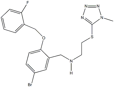 N-{5-bromo-2-[(2-fluorobenzyl)oxy]benzyl}-N-{2-[(1-methyl-1H-tetraazol-5-yl)sulfanyl]ethyl}amine Struktur