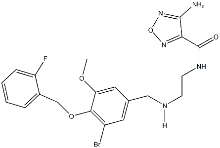 4-amino-N-[2-({3-bromo-4-[(2-fluorobenzyl)oxy]-5-methoxybenzyl}amino)ethyl]-1,2,5-oxadiazole-3-carboxamide Struktur