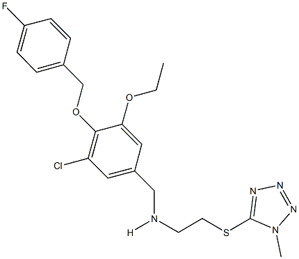 N-{3-chloro-5-ethoxy-4-[(4-fluorobenzyl)oxy]benzyl}-N-{2-[(1-methyl-1H-tetraazol-5-yl)sulfanyl]ethyl}amine Struktur