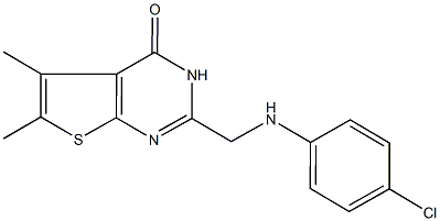 2-[(4-chloroanilino)methyl]-5,6-dimethylthieno[2,3-d]pyrimidin-4(3H)-one Struktur