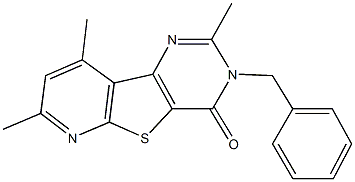 3-benzyl-2,7,9-trimethylpyrido[3',2':4,5]thieno[3,2-d]pyrimidin-4(3H)-one Struktur