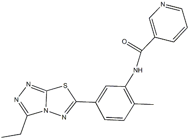 N-[5-(3-ethyl[1,2,4]triazolo[3,4-b][1,3,4]thiadiazol-6-yl)-2-methylphenyl]nicotinamide Struktur