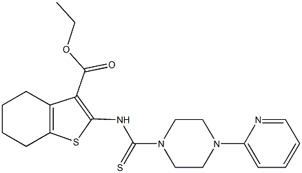 ethyl 2-({[4-(2-pyridinyl)-1-piperazinyl]carbothioyl}amino)-4,5,6,7-tetrahydro-1-benzothiophene-3-carboxylate Struktur