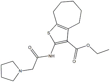 ethyl 2-[(1-pyrrolidinylacetyl)amino]-5,6,7,8-tetrahydro-4H-cyclohepta[b]thiophene-3-carboxylate Struktur