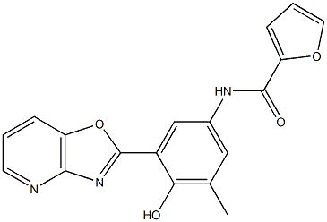 N-(4-hydroxy-3-methyl-5-[1,3]oxazolo[4,5-b]pyridin-2-ylphenyl)-2-furamide Struktur