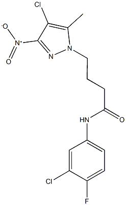 N-(3-chloro-4-fluorophenyl)-4-{4-chloro-3-nitro-5-methyl-1H-pyrazol-1-yl}butanamide Struktur