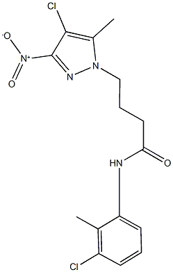 4-{4-chloro-3-nitro-5-methyl-1H-pyrazol-1-yl}-N-(3-chloro-2-methylphenyl)butanamide Struktur