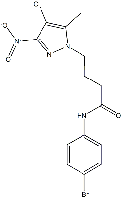 N-(4-bromophenyl)-4-{4-chloro-3-nitro-5-methyl-1H-pyrazol-1-yl}butanamide Struktur