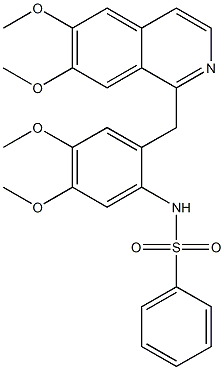 N-{2-[(6,7-dimethoxy-1-isoquinolinyl)methyl]-4,5-dimethoxyphenyl}benzenesulfonamide Struktur