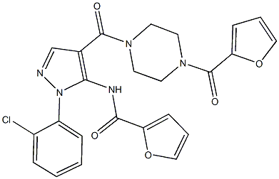 N-(1-(2-chlorophenyl)-4-{[4-(2-furoyl)-1-piperazinyl]carbonyl}-1H-pyrazol-5-yl)-2-furamide Struktur