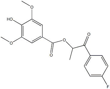 2-(4-fluorophenyl)-1-methyl-2-oxoethyl 4-hydroxy-3,5-dimethoxybenzoate Struktur