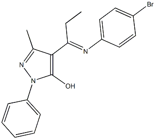 4-[N-(4-bromophenyl)propanimidoyl]-3-methyl-1-phenyl-1H-pyrazol-5-ol Struktur