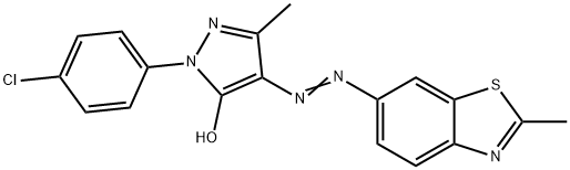 1-(4-chlorophenyl)-3-methyl-4-[(2-methyl-1,3-benzothiazol-6-yl)diazenyl]-1H-pyrazol-5-ol Struktur