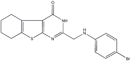 2-[(4-bromoanilino)methyl]-5,6,7,8-tetrahydro[1]benzothieno[2,3-d]pyrimidin-4(3H)-one Struktur