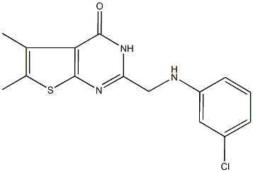 2-[(3-chloroanilino)methyl]-5,6-dimethylthieno[2,3-d]pyrimidin-4(3H)-one Struktur