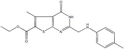 ethyl 5-methyl-4-oxo-2-(4-toluidinomethyl)-3,4-dihydrothieno[2,3-d]pyrimidine-6-carboxylate Struktur