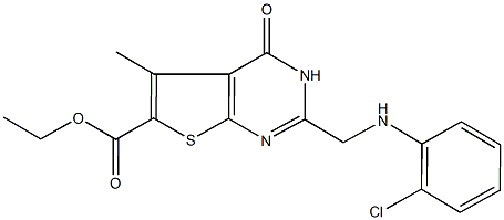 ethyl 2-[(2-chloroanilino)methyl]-5-methyl-4-oxo-3,4-dihydrothieno[2,3-d]pyrimidine-6-carboxylate Struktur