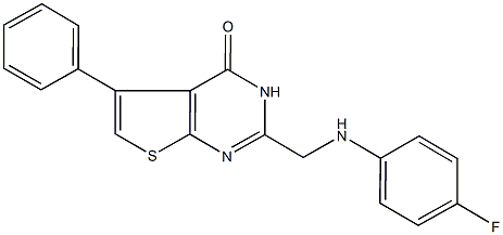 2-[(4-fluoroanilino)methyl]-5-phenylthieno[2,3-d]pyrimidin-4(3H)-one Struktur