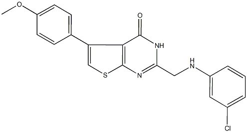 2-[(3-chloroanilino)methyl]-5-(4-methoxyphenyl)thieno[2,3-d]pyrimidin-4(3H)-one Struktur