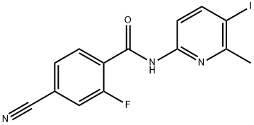 4-cyano-2-fluoro-N-(5-iodo-6-methyl-2-pyridinyl)benzamide Struktur