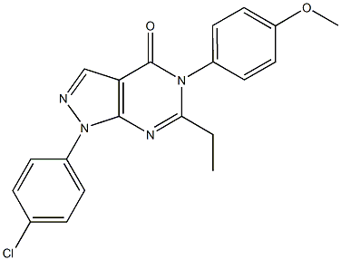 1-(4-chlorophenyl)-6-ethyl-5-(4-methoxyphenyl)-1,5-dihydro-4H-pyrazolo[3,4-d]pyrimidin-4-one Struktur