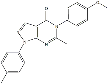 6-ethyl-5-(4-methoxyphenyl)-1-(4-methylphenyl)-1,5-dihydro-4H-pyrazolo[3,4-d]pyrimidin-4-one Struktur