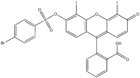 2-(6-{[(4-bromophenyl)sulfonyl]oxy}-4,5-diiodo-3-oxo-3H-xanthen-9-yl)benzoic acid Struktur