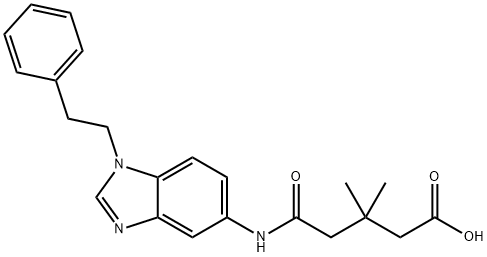 3,3-dimethyl-5-oxo-5-{[1-(2-phenylethyl)-1H-benzimidazol-5-yl]amino}pentanoic acid Struktur