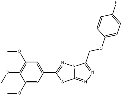 3-[(4-fluorophenoxy)methyl]-6-(3,4,5-trimethoxyphenyl)[1,2,4]triazolo[3,4-b][1,3,4]thiadiazole Struktur