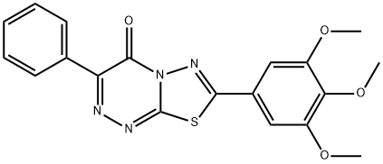 3-phenyl-7-(3,4,5-trimethoxyphenyl)-4H-[1,3,4]thiadiazolo[2,3-c][1,2,4]triazin-4-one Struktur