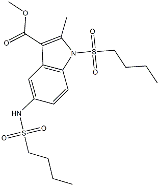 methyl 1-(butylsulfonyl)-5-[(butylsulfonyl)amino]-2-methyl-1H-indole-3-carboxylate Struktur