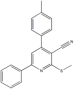 4-(4-methylphenyl)-2-(methylsulfanyl)-6-phenylnicotinonitrile Struktur