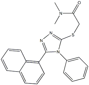 N,N-dimethyl-2-{[5-(1-naphthyl)-4-phenyl-4H-1,2,4-triazol-3-yl]sulfanyl}acetamide Struktur