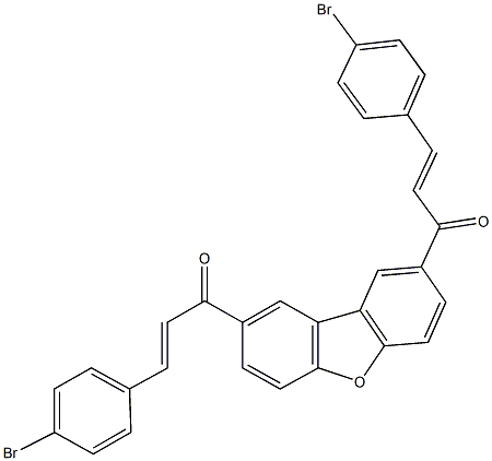 3-(4-bromophenyl)-1-{8-[3-(4-bromophenyl)acryloyl]dibenzo[b,d]furan-2-yl}-2-propen-1-one Struktur