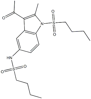 N-[3-acetyl-1-(butylsulfonyl)-2-methyl-1H-indol-5-yl]-1-butanesulfonamide Struktur