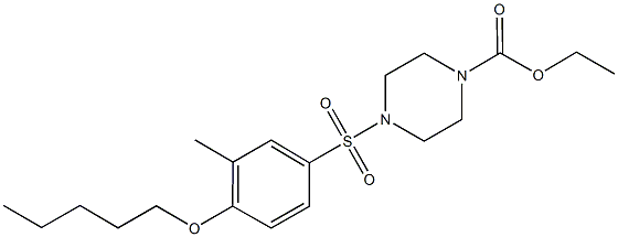 ethyl 4-{[3-methyl-4-(pentyloxy)phenyl]sulfonyl}-1-piperazinecarboxylate Struktur